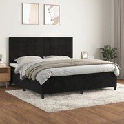 Κρεβάτι Boxspring με Στρώμα Μαύρο 200x200 εκ. Βελούδινο