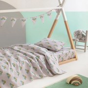 Σεντόνια Παιδικά Φανελένια Floufi FF103 (Σετ 3τμχ) Light Grey Palamaiki Ημίδιπλο 170x265cm 100% Cotton Flannel