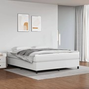 Κρεβάτι Boxspring με Στρώμα Λευκό 180x200 εκ. Συνθετικό Δέρμα