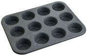 Φόρμα Muffin Αντικολλητική 12 Θέσεων Orion BG0OR37045 34,8x26,4x3cm Black Bergner Ανοξείδωτο Ατσάλι