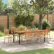 vidaXL Σέτ φαγητού για κήπο 9 pcs Μπεζ 200 x 100 x 75 cm