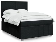 vidaXL Κρεβάτι Boxspring με Στρώμα Μαύρο 140x200 εκ. Υφασμάτινο