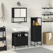 vidaXL Σετ Επίπλων Μπάνιου με πόρτα 3 pcs Μαύρο 33 x 33 x 120.5 εκ.