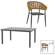 Intrahome Τραπεζαρία Raven-Kliton A σετ 5τεμ Intrahome αλουμίνιο σε ανθρακί απόχρωση 150x80x74εκ | SKU: INTRAPA-311111996