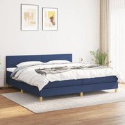 vidaXL Κρεβάτι Boxspring με Στρώμα Μπλε 200x200 εκ. Υφασμάτινο