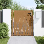 vidaXL Πύλη Κήπου με Σχέδιο Γρασίδι 105 x 130 εκ. από Ατσάλι Corten