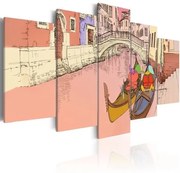 Πίνακας - Romantic gondolas - 5 pieces - 100x50