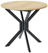 Τραπέζι Επεκτεινόμενο Dione 162729139 90/130x90x77cm Natural-Black Μοριοσανίδα, Μέταλλο