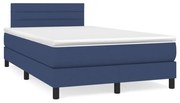 vidaXL Κρεβάτι Boxspring με Στρώμα & LED Μπλε 120x190εκ. Υφασμάτινο