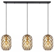 Φωτιστικό Κρεμαστό Lucide 21417-03-02 WOLFRAM Χρυσό Χρώμα (Gold Coloured)|Μαύρο Ματ (Black Mat)