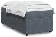 vidaXL Κρεβάτι Boxspring με Στρώμα Σκούρο Γκρι 100x200 εκ. Βελούδινο