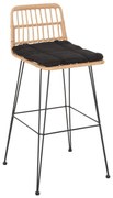 Σκαμπό Μπαρ ALLEGRA C5452.11 Μεταλλικό με Μπέζ Wicker &amp; Μαύρο Μαξιλάρι 52x51x103Y εκ 52x51x103 εκ.
