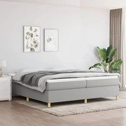 Κρεβάτι Boxspring με Στρώμα Ανοιχτό Γκρι 200x200 εκ. Υφασμάτινο - Γκρι