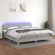 vidaXL Κρεβάτι Boxspring με Στρώμα &amp; LED Αν.Γκρι 200x200εκ. Υφασμάτινο