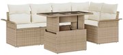 vidaXL Σετ Καναπέ Κήπου με μαξιλάρι 6 pcs Μπεζ Πολυ ράταν