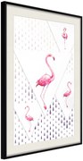 Αφίσα - Flamingos and Triangles - 30x45 - Μαύρο - Με πασπαρτού