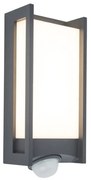 Φωτιστικό Τοίχου Qubo 5193002118 IP54 Led 3000K Με Αισθητήρα Κίνησης 7,6x27x11cm Dark Grey Lutec