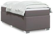 vidaXL Κρεβάτι Boxspring με Στρώμα Γκρι 90x200 εκ. από Συνθετικό Δέρμα