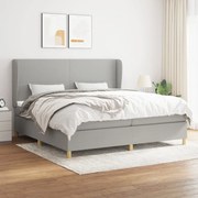 vidaXL Κρεβάτι Boxspring με Στρώμα Ανοιχτό Γκρι 200x200 εκ. Υφασμάτινο