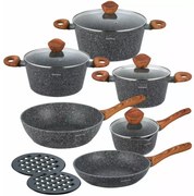 Σετ μαγειρικά σκεύη Klausberg KB 7242, 12 τεμαχίων,  Επίστρωση γρανίτη, Επαγωγή, Γκρι
