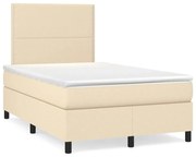 ΚΡΕΒΑΤΙ BOXSPRING ΜΕ ΣΤΡΩΜΑ &amp; LED ΚΡΕΜ 120X190 ΕΚ. ΥΦΑΣΜΑΤΙΝΟ 3270195