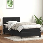 vidaXL Κρεβάτι Boxspring με Στρώμα Μαύρο 90x220 εκ. Βελούδινο