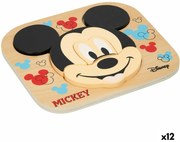 Ξύλινο Παιδικό Παζλ Disney Mickey Mouse + 12 Μηνών 6 Τεμάχια (12 Μονάδες)