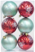 Σετ 6 τεμ. Χριστουγεννιάτικες Μπάλες Κόκκινες &amp; Πράσινες με Γκλίτερ 8cm 236223