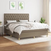 Κρεβάτι Boxspring με Στρώμα Taupe 160x200 εκ. Υφασμάτινο