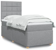 vidaXL Κρεβάτι Boxspring με Στρώμα Ανοιχτό Γκρι 90x190 εκ. Υφασμάτινο