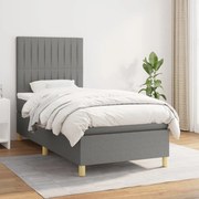 vidaXL Κρεβάτι Boxspring με Στρώμα Σκούρο Γκρι 80x200 εκ. Υφασμάτινο