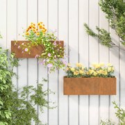 vidaXL Γλάστρες Τοίχου 2τεμ Σκουρ. 53x10x17εκ. Ατσάλι Σκληρ. στον Αέρα