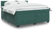 vidaXL Κρεβάτι Boxspring με Στρώμα Σκούρο Πράσινο 200x200εκ. Βελούδινο