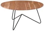 BORAL-W Τραπεζάκι Σαλονιού Καθιστικού, Μέταλλο Βαφή Μαύρο, Ξύλο Ακακία Φυσικό