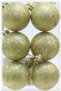 Σετ/6 τεμ. Χριστουγεννιάτικες Μπάλες Χρυσό με Glitter 4cm 236553