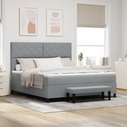 vidaXL Φωτεινό Γκρι Κρεβάτι Στήριξης με Στρώμα & Πάγκο 180x200 εκ. Υφασμα