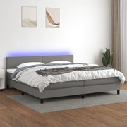 ΚΡΕΒΑΤΙ BOXSPRING ΜΕ ΣΤΡΩΜΑ &amp; LED ΣΚ.ΓΚΡΙ 200X200ΕΚ. ΥΦΑΣΜΑΤΙΝΟ 3133022