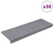 vidaXL Πατάκια Σκαλιών 30 τεμ. Ανοιχτό Γκρι 65x21x4 εκ. με Ορθογώνια Άκρη