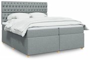 Κρεβάτι Boxspring με Στρώμα Ανοιχτό Γκρι 200x200 εκ. Υφασμάτινο - Γκρι