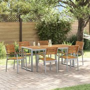 vidaXL Σέτ φαγητού για κήπο 7 pcs Γκρι και καφέ Μασίφ ξύλο ακακίας