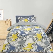 Παπλωματοθήκη Παιδική 4842 (Σετ 2τμχ) Grey-Yellow Das Home Μονό 160x240cm Βαμβάκι-Πολυέστερ