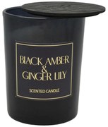 Αρωματικό Κερί Black Amber &amp; Ginger Lily Σε Γυάλινο Δοχείο Με Καπάκι 8x8x10.5cm