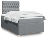 vidaXL Κρεβάτι Boxspring με Στρώμα Ανοιχτό Γκρι 120x190 εκ. Υφασμάτινο