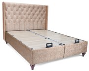 Κρεβάτι διπλό ''VERO'' με αποθηκευτικό χώρο χρώμα υφάσματος alcantara μπεζ 160x200