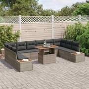 Σετ Καναπέ Κήπου με αποθήκευση 11 pcs Γκρι Πολυ ράταν