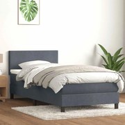 vidaXL Κρεβάτι Boxspring με Στρώμα Σκούρο Γκρι 80x220 εκ. Βελούδινο