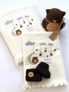 Σετ βρεφικές πετσέτες 2 τμχ Dreamy Owl - Brown 108103011