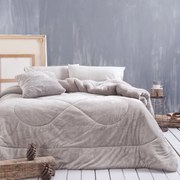 Κουβερτοπάπλωμα Alvaro Flannel &amp; Sherpa 650gsm Μπεζ Ημίδιπλο 160x220cm