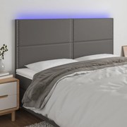 vidaXL Κεφαλάρι Κρεβατιού LED Γκρι 180x5x118/128 εκ