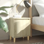 vidaXL Κομοδίνα 2 τεμ. Sonoma Δρυς 40x30x50εκ. &amp; Πόδια από Μασίφ Ξύλο